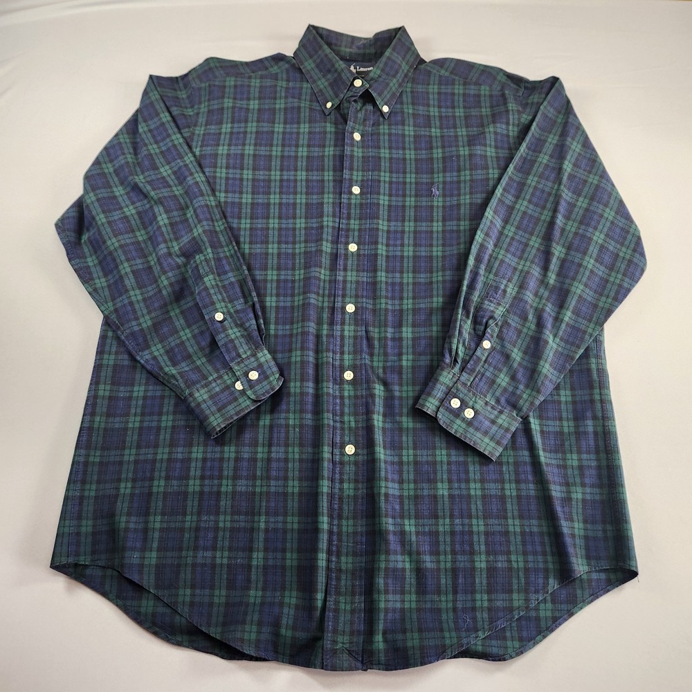 Polo Ralph Lauren Yarmouth Shirt Men's 16 32/33 Plaid Pony Logo 100% Cotton